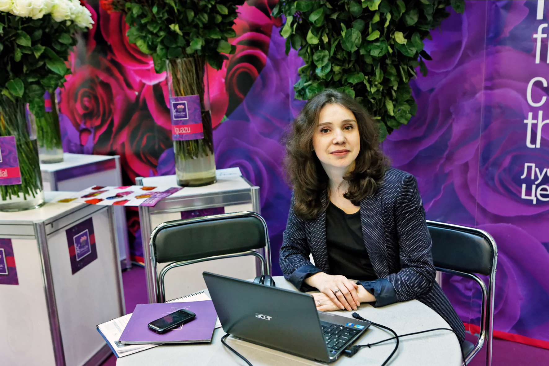 Anna Ermanok, directora del proyecto Intérpretes en Moscú en la feria Flowers Expo.